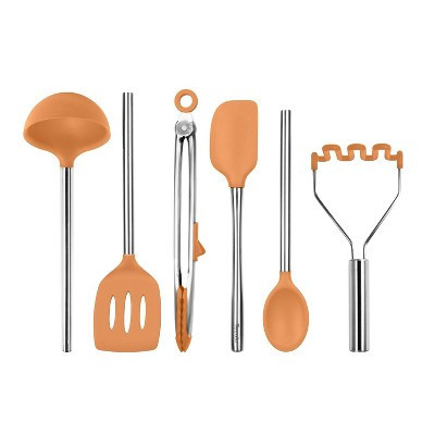 Tovolo 6pc Silicone and Stainless Kitchen Utensil Set Apricot Orange: Cooking Utensils for Adults, Hand Wash | Target