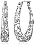 Amazon Essentials Sterling Silver Filigree Oval Hoop Earrings (previously Amazon Collection) | Amazon (US)