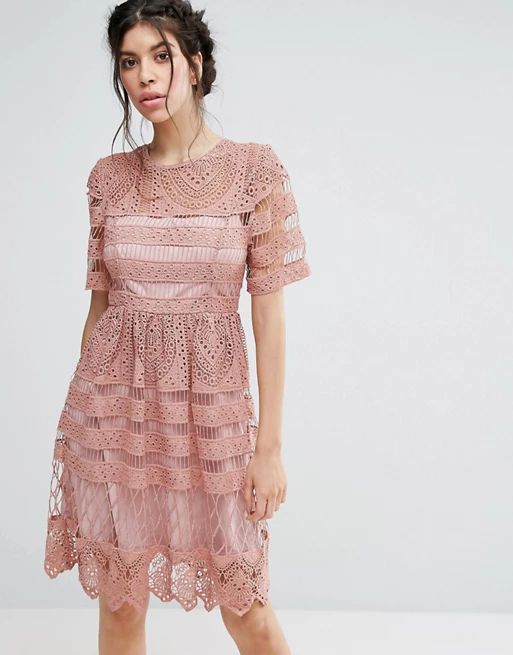 Love Triangle Lace Double Layer Skater Dress | ASOS US