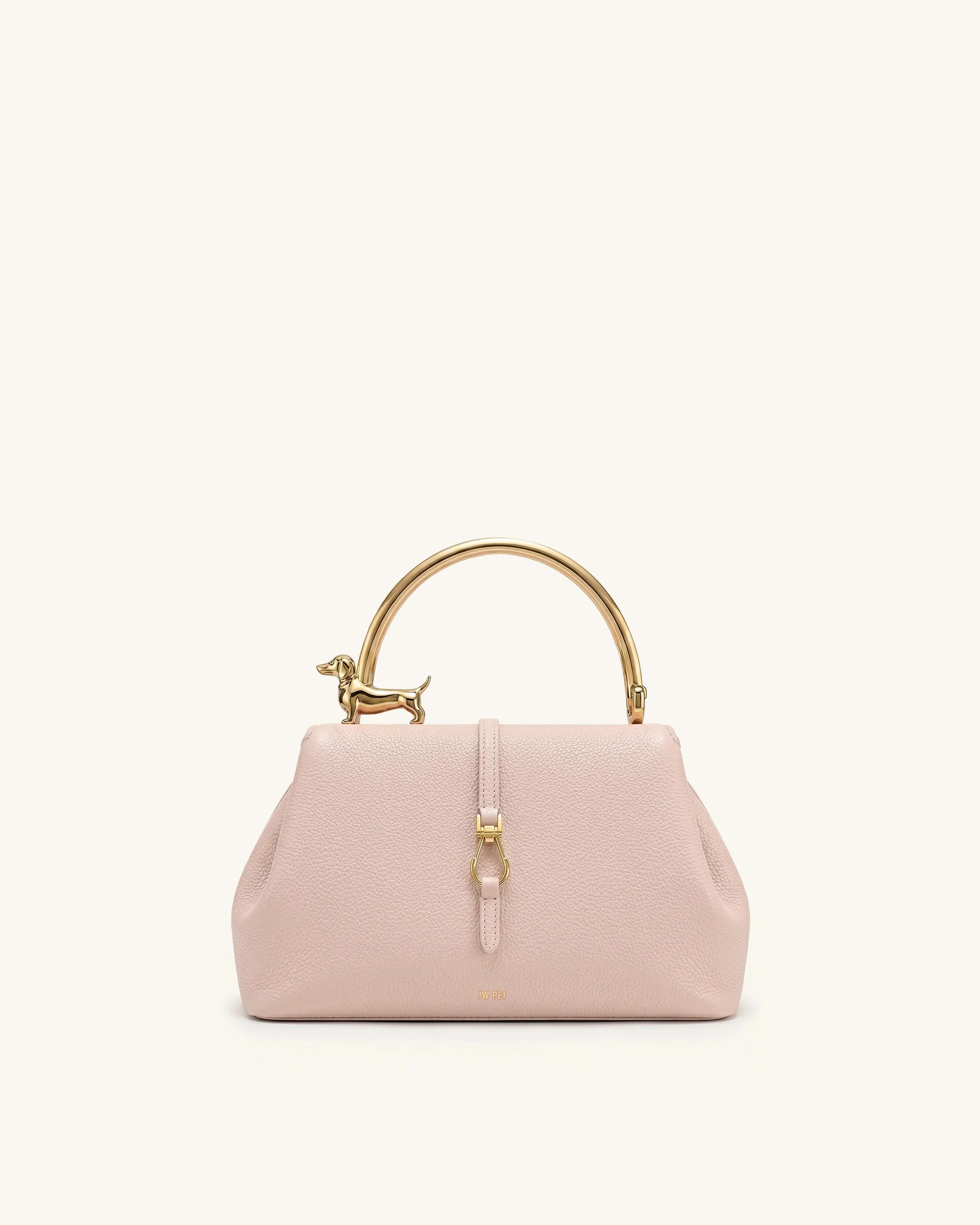 Bruna Dachshund Metal Handle Top Handle Bag - Light Pink | JW PEI US