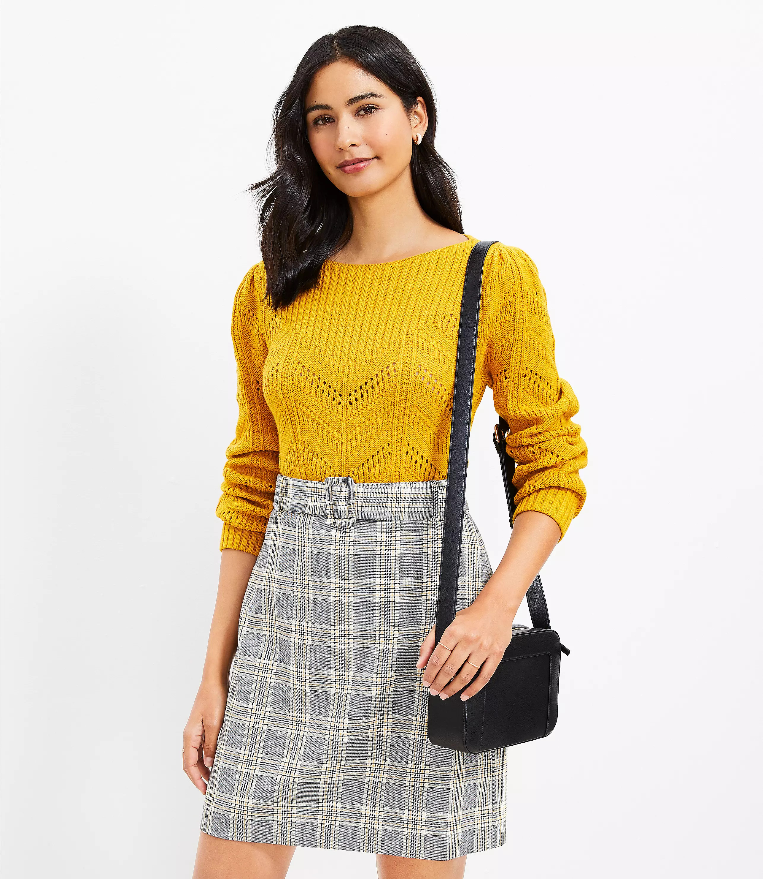 Plaid Belted Patch Pocket Skirt | LOFT