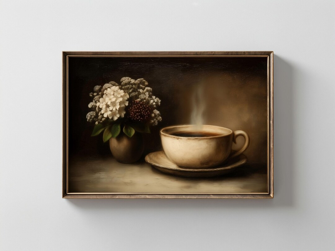 Floral Coffee Cup Print: Rustic Farmhouse Kitchen Wall Art (digital Download) - Etsy | Etsy (US)