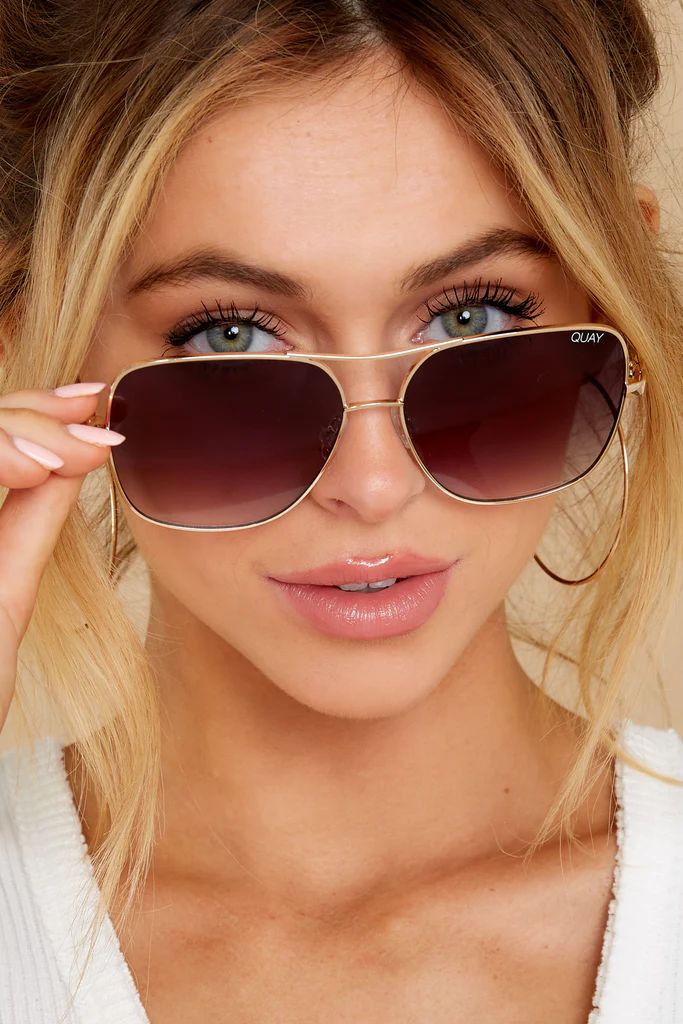 Stop And Stare Gold Smoke Sunglasses | Red Dress 