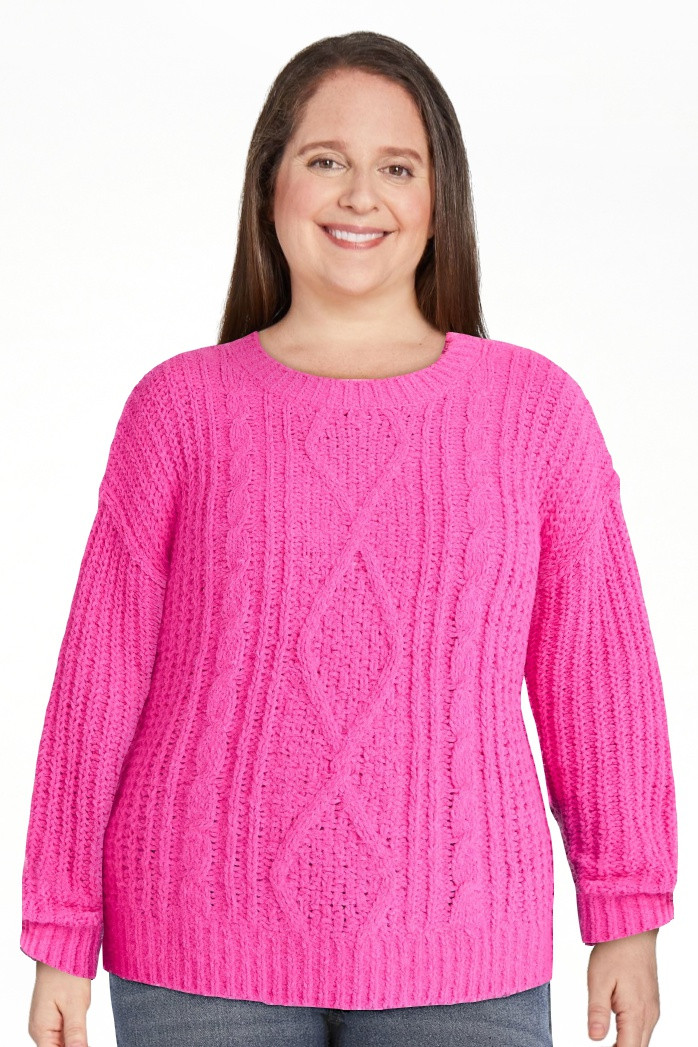 No Boundaries Cable Knit Sweater, Midweight, Women's | Walmart (US)