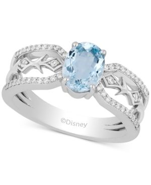 Enchanted Disney Aquamarine (1 ct. t.w.) & Diamond (1/5 ct. t.w.) Elsa Ring in Sterling Silver | Macys (US)