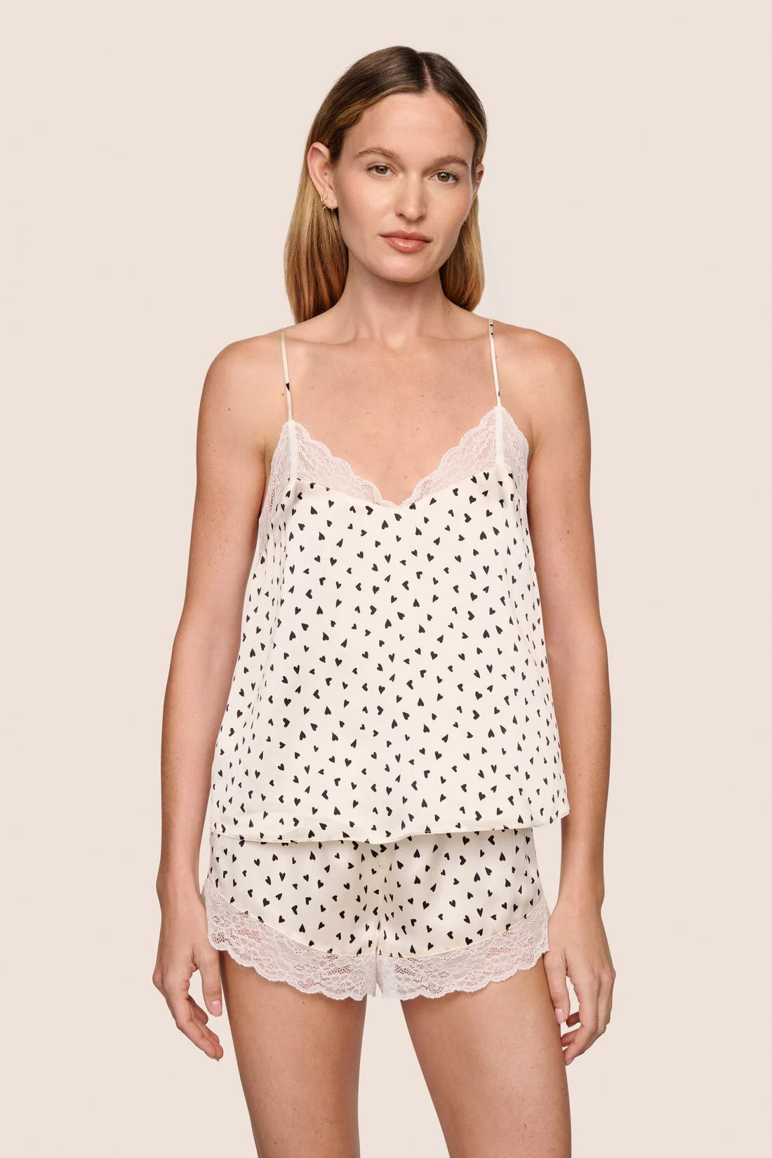 Washable Silk Printed Lace Cami & Short Set | Eberjey