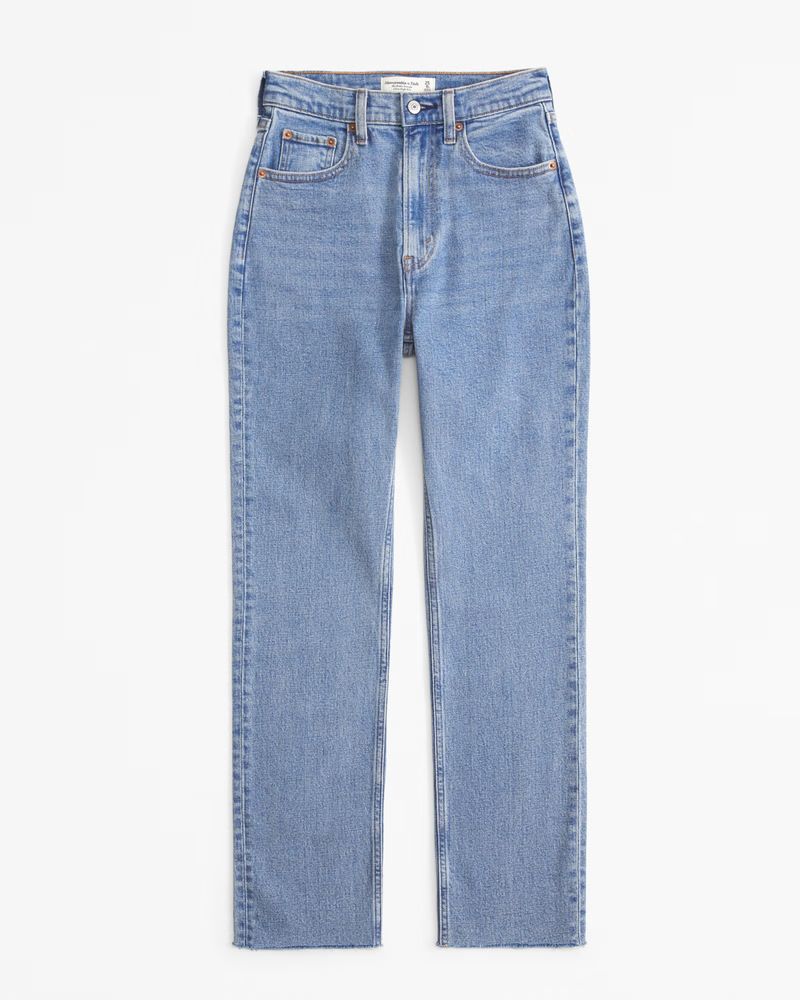 Curve Love Ultra High Rise Ankle Straight Jean | Abercrombie & Fitch (US)