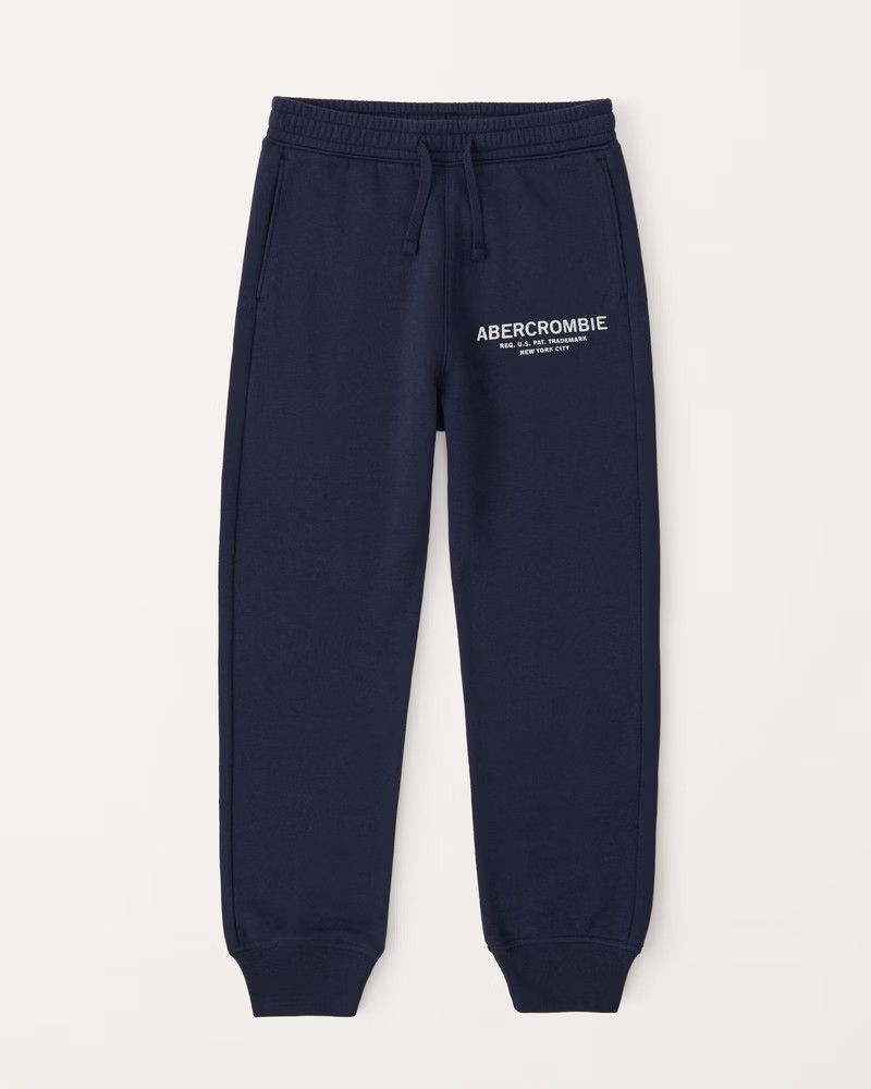 abercrombie kids boys embroidered logo joggers in navy - size 15/16 | Abercrombie & Fitch (US)