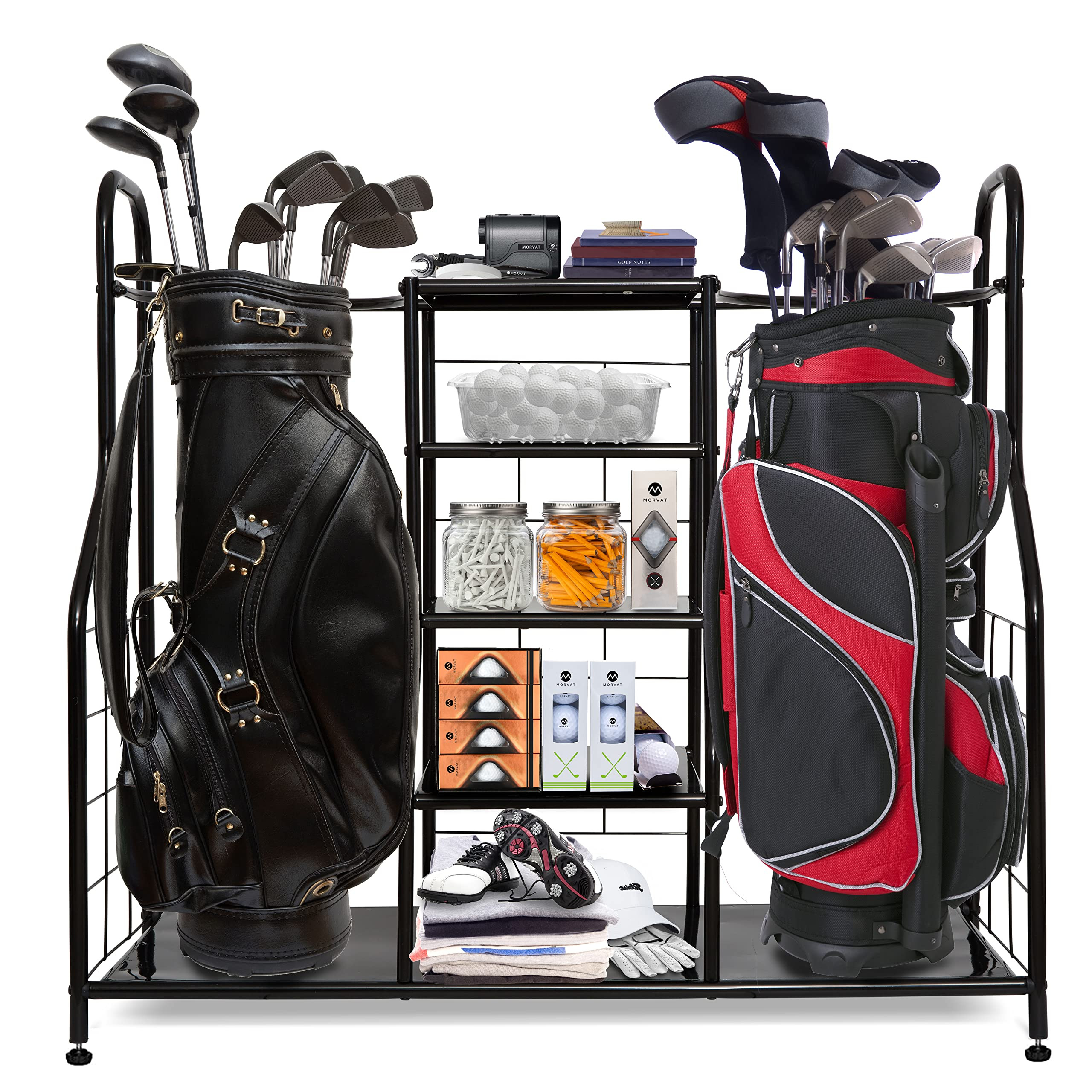 Morvat Golf Storage Bag Organizer, Fits Two Golf Bags, Metal Durable Rack Stand for Golfing Equip... | Amazon (US)