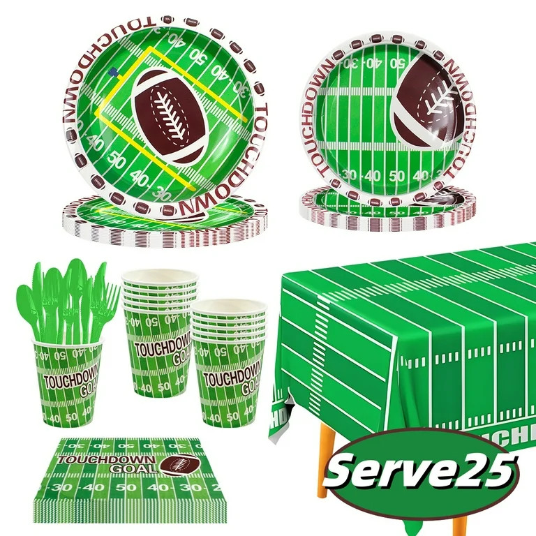 Football Party Supplies Kit  Disposable Dishes Napkins Tablecloth Serve for Football Birthday Par... | Walmart (US)