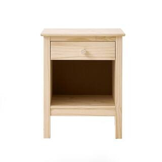 1-Drawer Unfinished Natural Pine Wood Nightstand (25 in. H x 20 in. W x 16.5 in. D) | The Home Depot