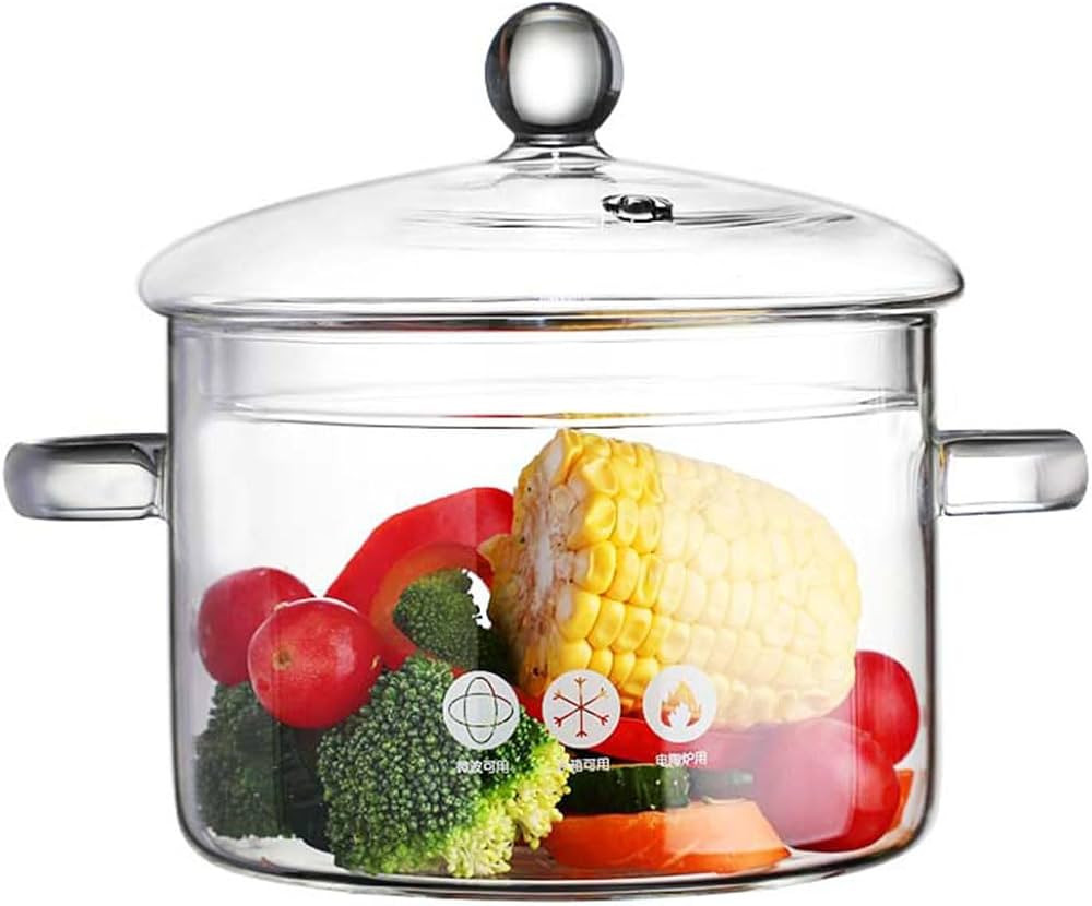 Cacerola de vidrio – 1.5L/50oz resistente al calor de vidrio de borosilicato hecho a mano, jueg... | Amazon (US)