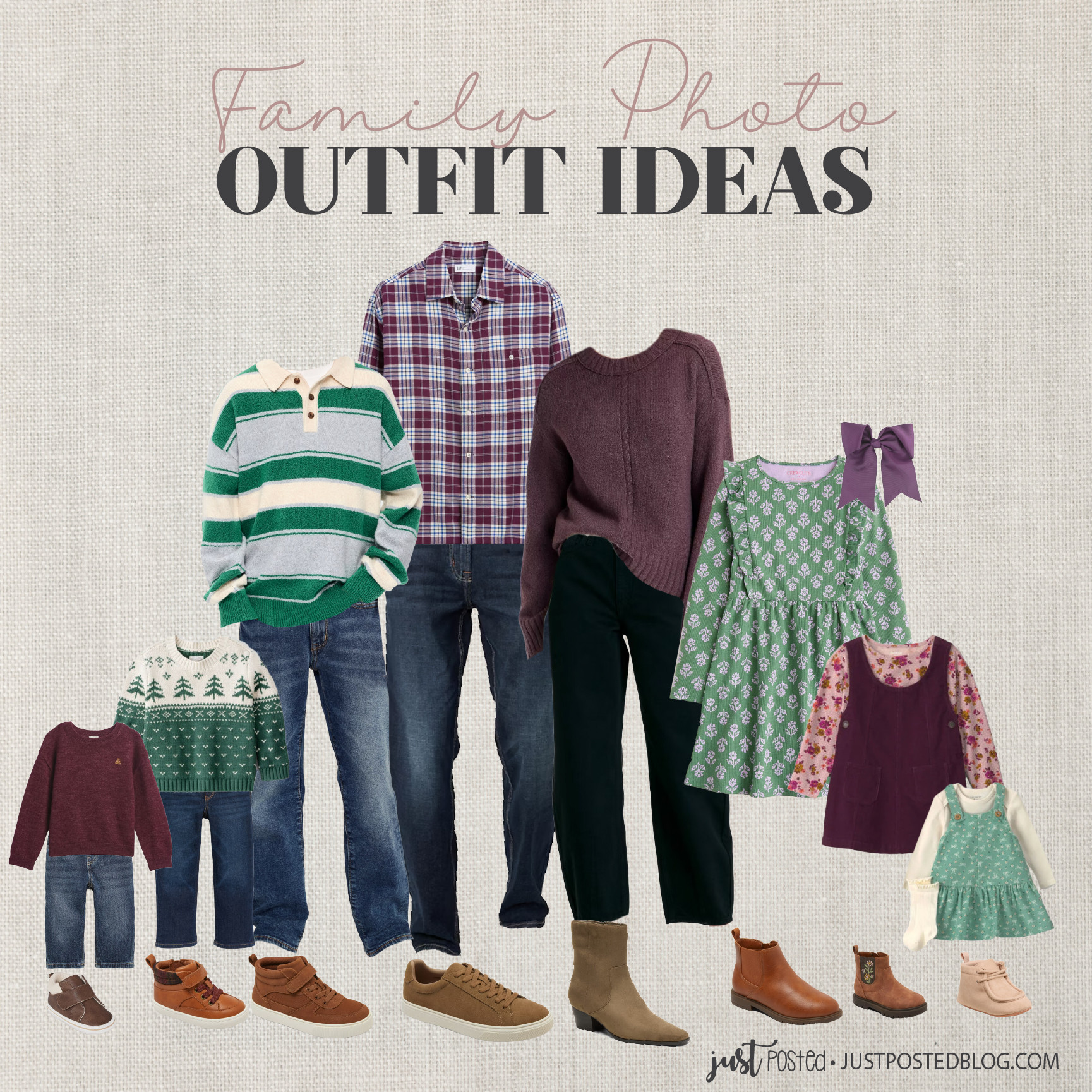 Purple, green and cream is a fun family photo idea for fall! I'm loving the kids items in this fall family picture idea! 

 #LTKmomlife #LTKSaleAlert #LTKKids