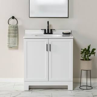 Glacier Bay Oakley 31 in. Single Sink White Bath Vanity with White Cultured Marble Top (Assembled... | The Home Depot