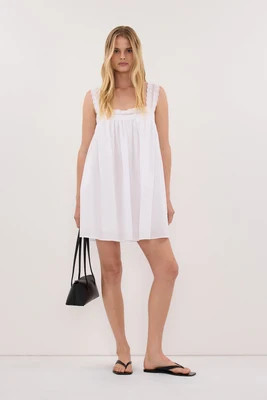 MIRANDA WHITE LACE TRIM MINI DRESS | DISSH