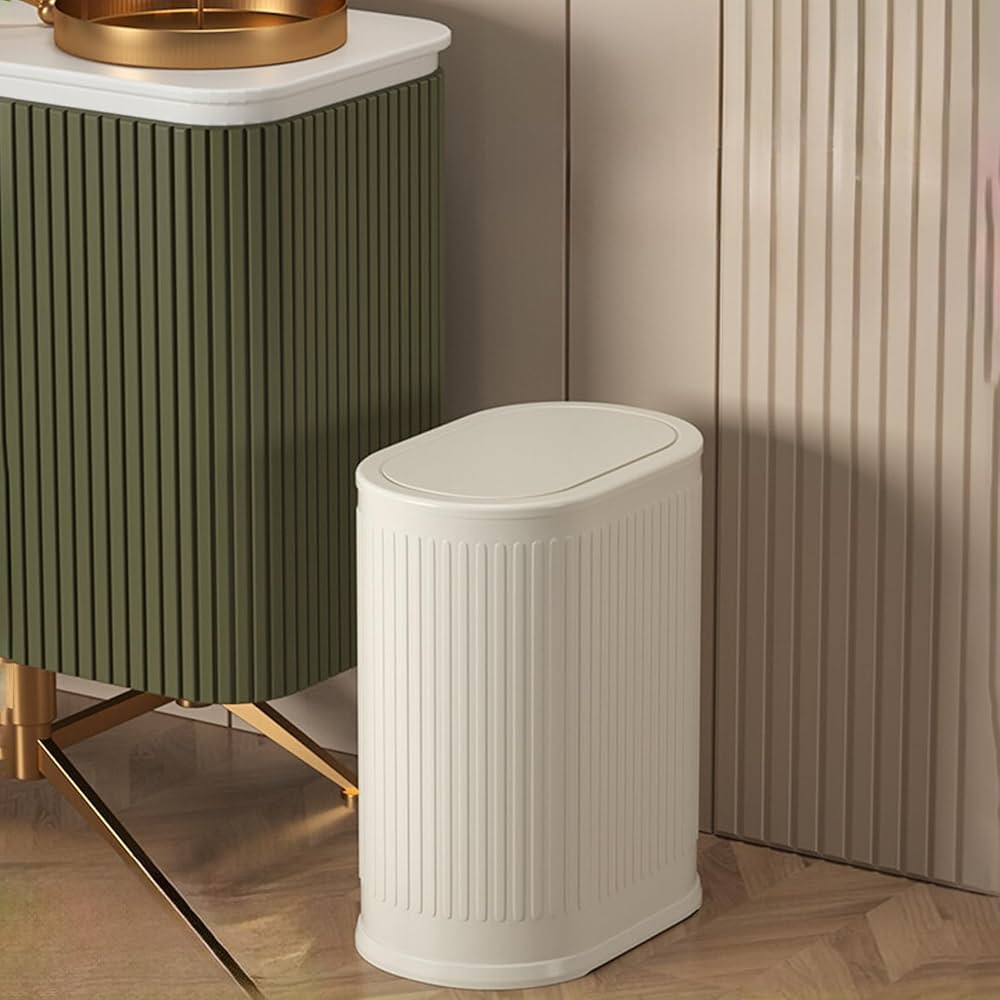 1.6 Gallon Trash Can with Lid, Small Bathroom Trash Can Wastebasket, Slim Garbage Can with Inner ... | Amazon (US)