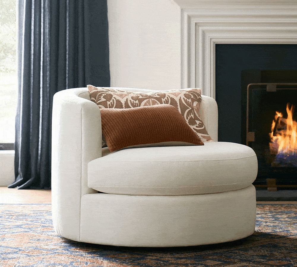 Balboa Upholstered Swivel Armchair | Pottery Barn (US)