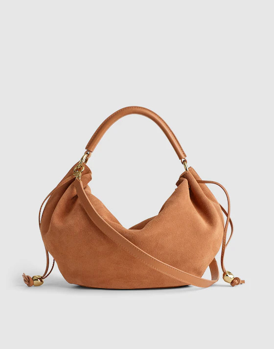 The Camren Gathered Shoulder Bag in Suede | Madewell