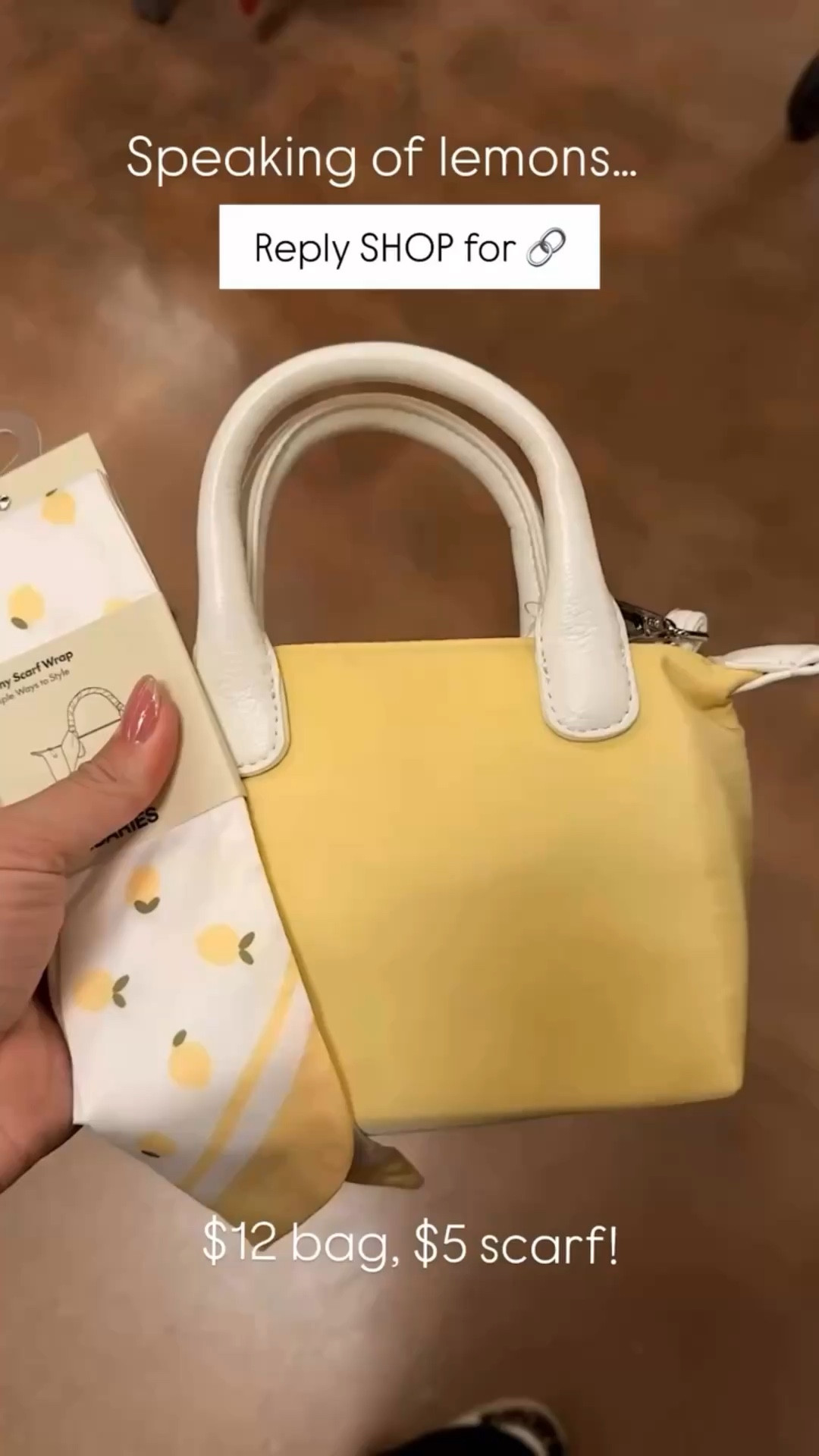 Speaking of lemons… Reply SHOP for 🔗 $12 bag, $5 scarf!