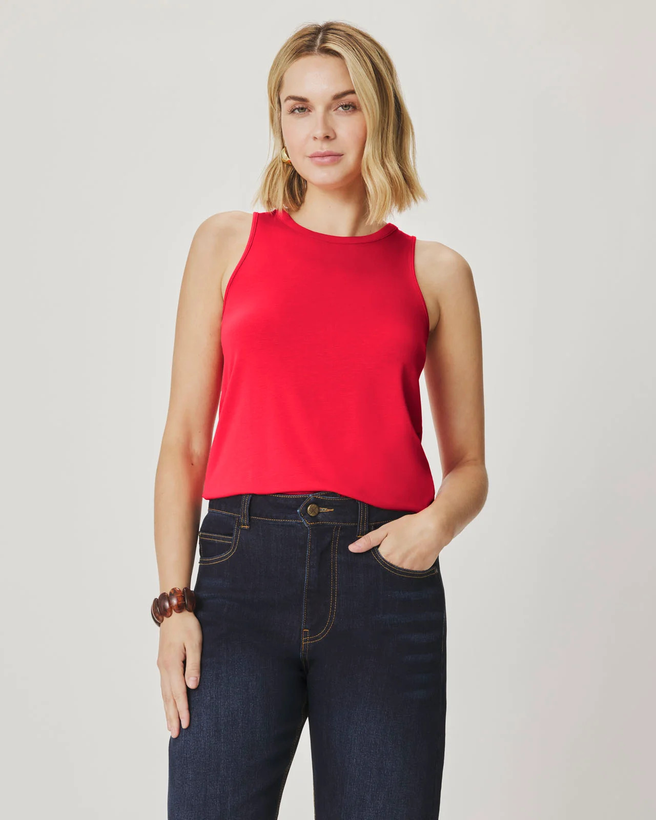 Splendid - Bamboo Blend High Neck Tank - Scarlet | Splendid
