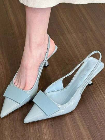 Fall/Winter Niche French Style Patent Leather Black Closed Toe Heels, Elegant Lady Slim Heel Sand... | SHEIN