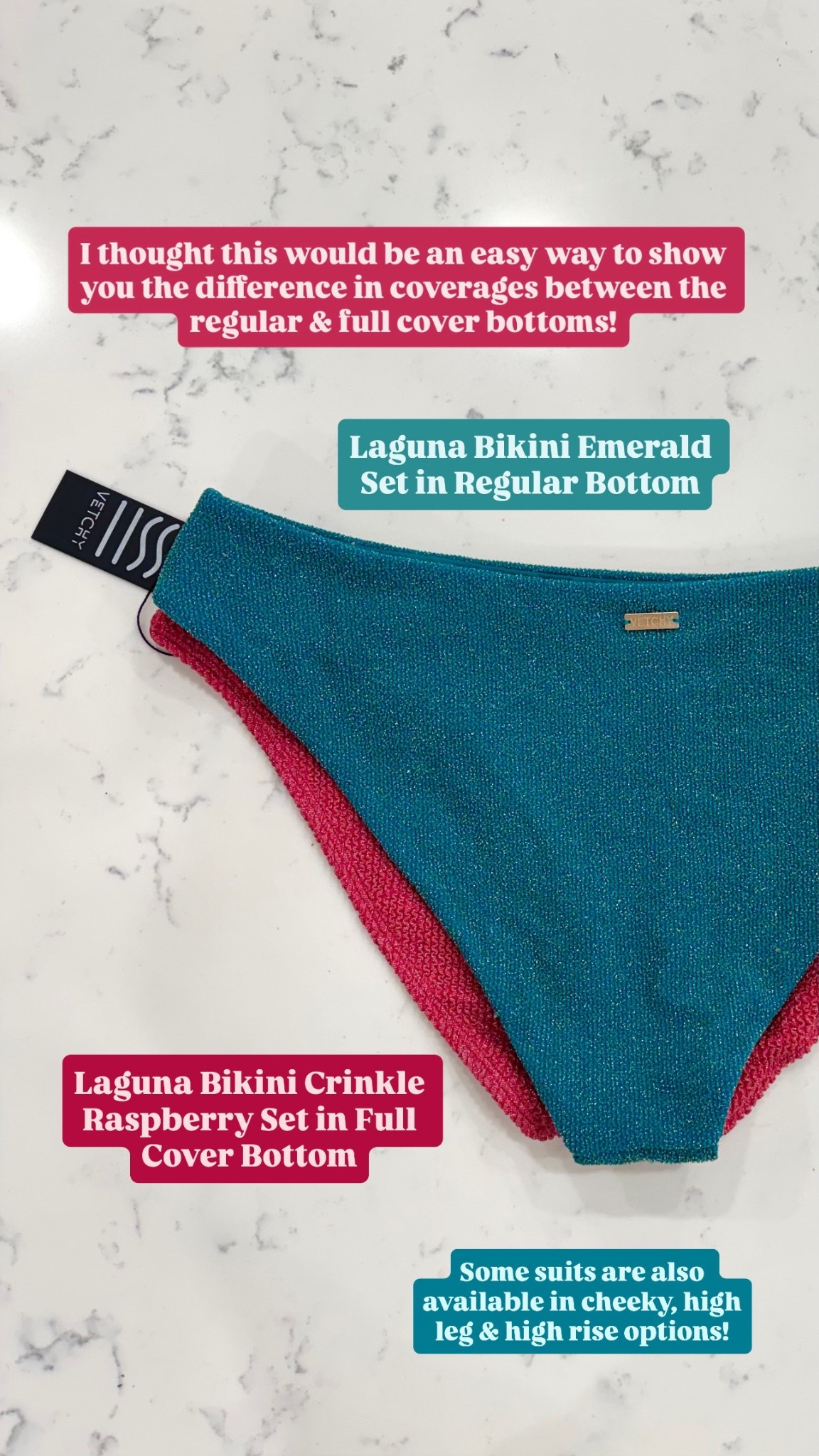 Vetchy swim suit bottoms. Difference between the regular bottom and full coverage bottom. I wear an XL. 

 #LTKMidsize #LTKPlusSize #LTKSwim