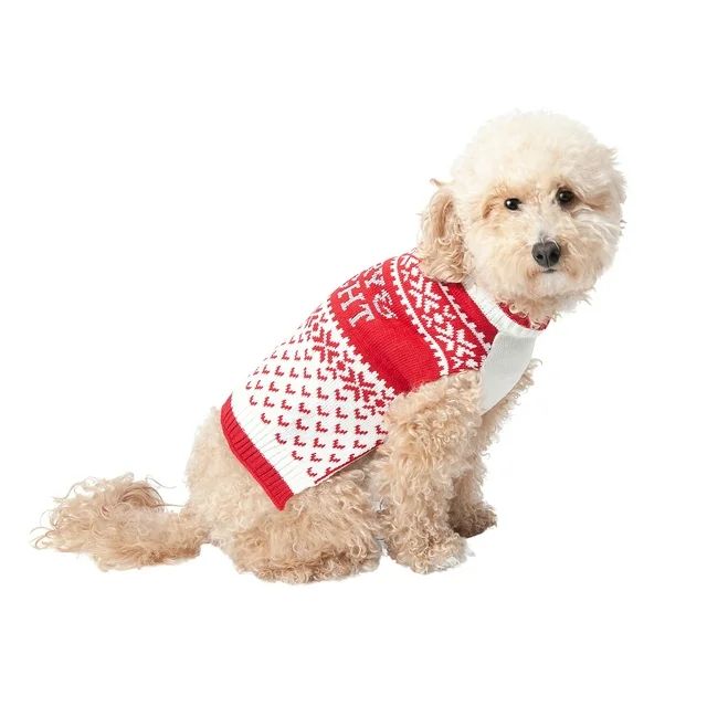 Vibrant Life Holiday Dog Clothes Red Merry & Bright Sweater, Large | Walmart (US)