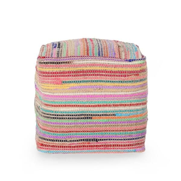 Paisley Boho Jute and Chindi Pouf by Christopher Knight Home | Bed Bath & Beyond