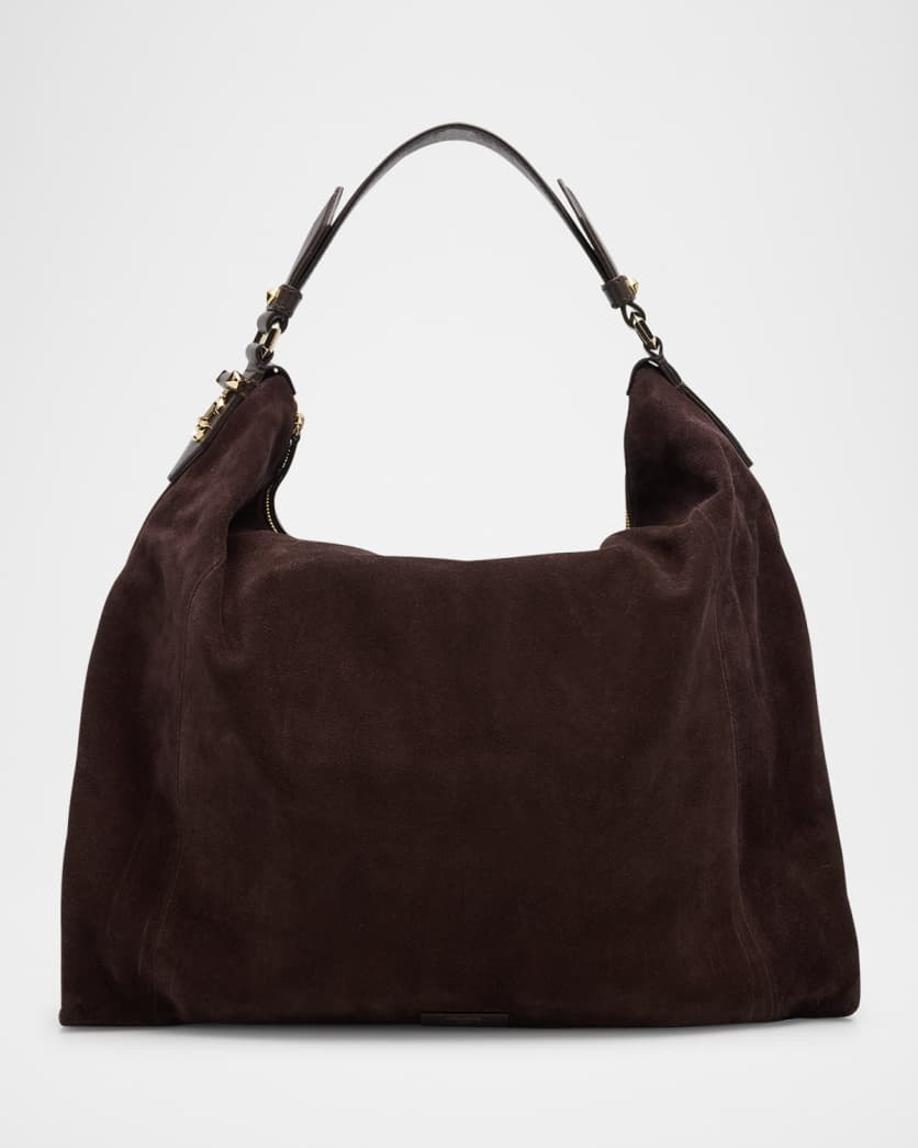 Ana Zip Suede Hobo Bag | Neiman Marcus