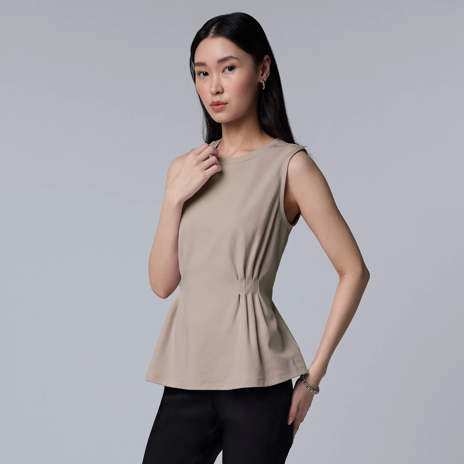 Women's Simply Vera Vera Wang Side Pleated Sleeveless Top | Kohl's