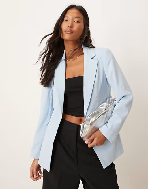 Miss Selfridge Petite essential blazer in pastel blue | ASOS | ASOS (Global)
