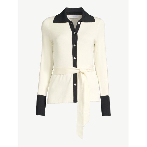 Free Assembly Women’s Belted Collared Cardigan Sweater - Walmart.com | Walmart (US)