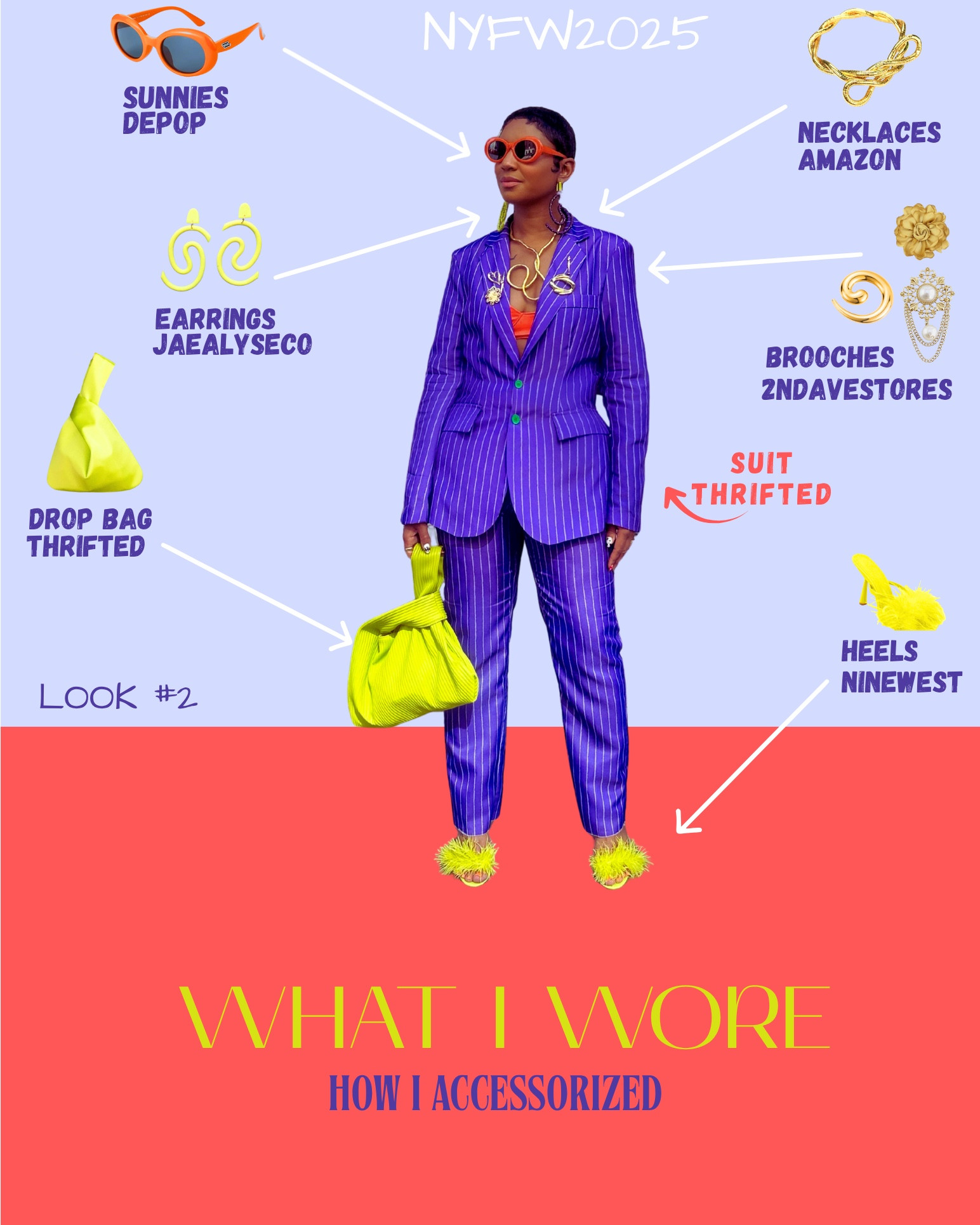 Here’s the deets of what I wore on day 2 of NYFW 2025! The purple pinstriped suit was thrifted but the accessories were super fun! I tagged similar items for items that are no longer available. 

#whatiwore #theestylishp #LTK #vintage #pinstripes #fallaccessories #fallfashion #feathershoes #jaealyseco #purple #orangesunnies #purplesuit #nyfw2025
