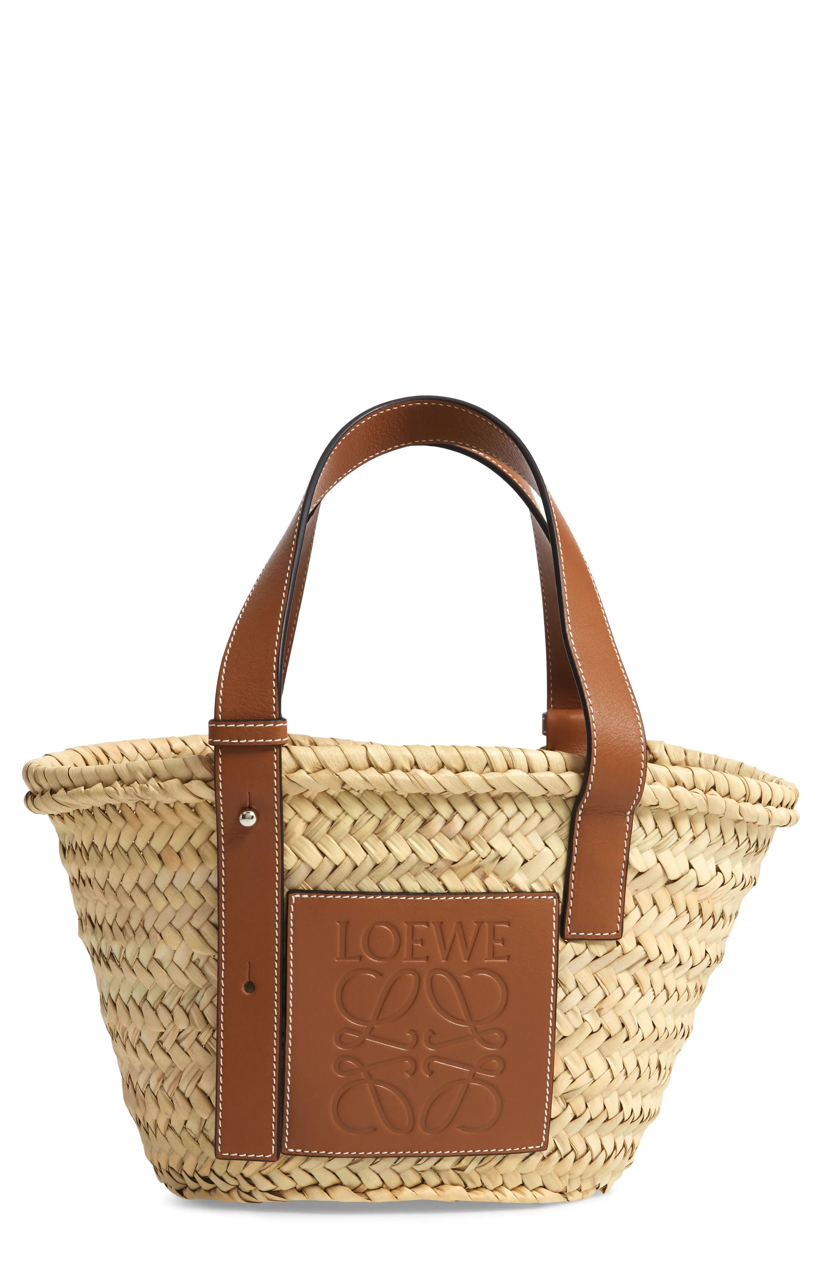 Loewe Small Logo Straw Tote in Natural/Tan at Nordstrom | Nordstrom