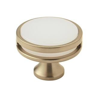 Oberon 1-3/4 in. (44mm) Modern Golden Champagne/Frosted Acrylic Round Cabinet Knob | The Home Depot
