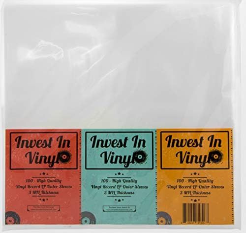 Invest In Vinyl 100 Clear Plastic Protective LP Outer Sleeves 3 Mil. Vinyl Record Sleeves Album Cove | Amazon (US)
