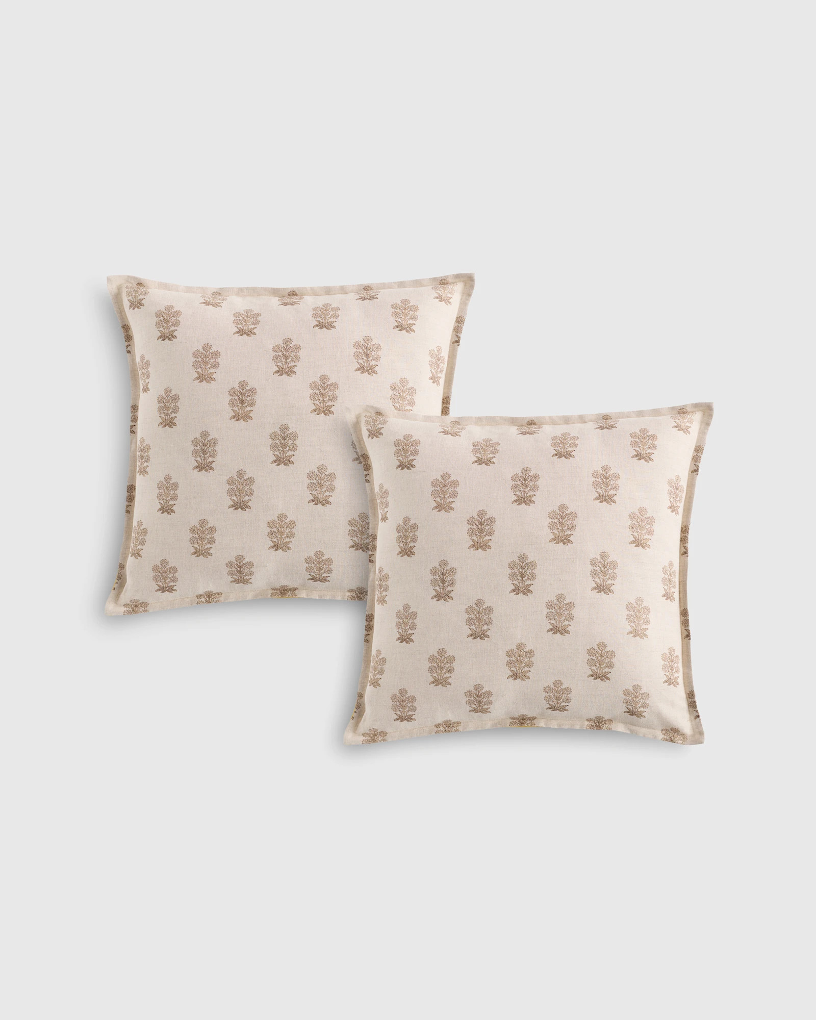 Quince | Linen Cotton Flange Edge Pillow Cover in Midnight Bloom, Size 20x20 | Quince
