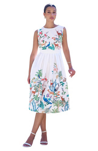 YumiWomen's Animal Print Cotton Midi Skater Dress | Macy's