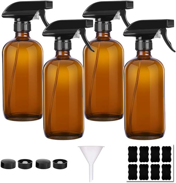 Amber Glass Spray Bottles 16 oz Pump Bottle (4 Pack) with Leak Proof Design and Adjustable Nozzle... | Amazon (CA)