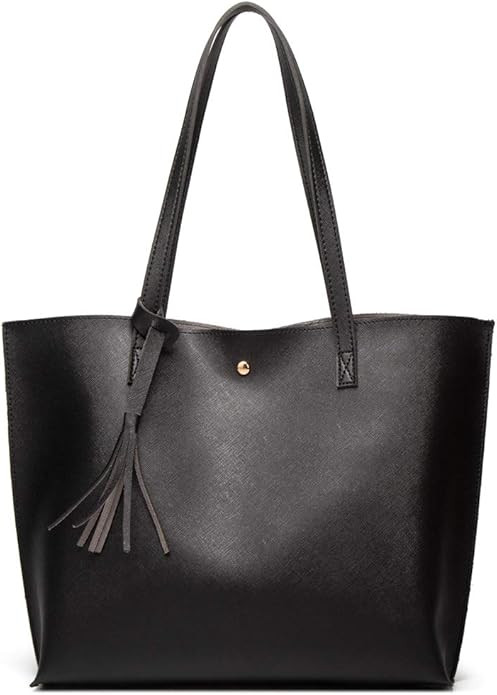 Dreubea Women's Soft Faux Leather Tote Shoulder Bag from, Big Capacity Tassel Handbag | Amazon (US)