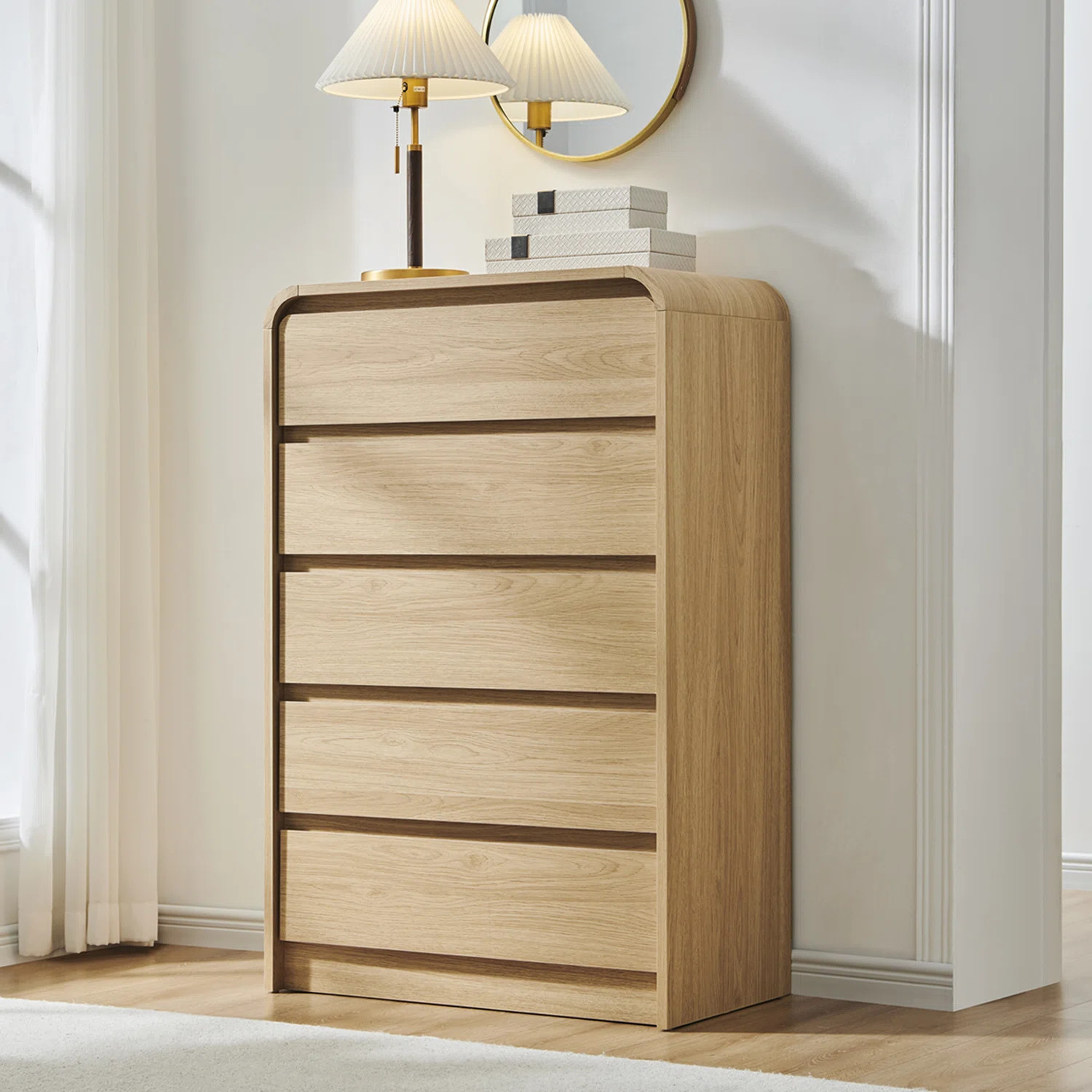 Maud Modern 5 Drawers Dresser for Bedroom, 45" Tall Dressers & Chests of Drawers w/Curved Profile... | Wayfair North America
