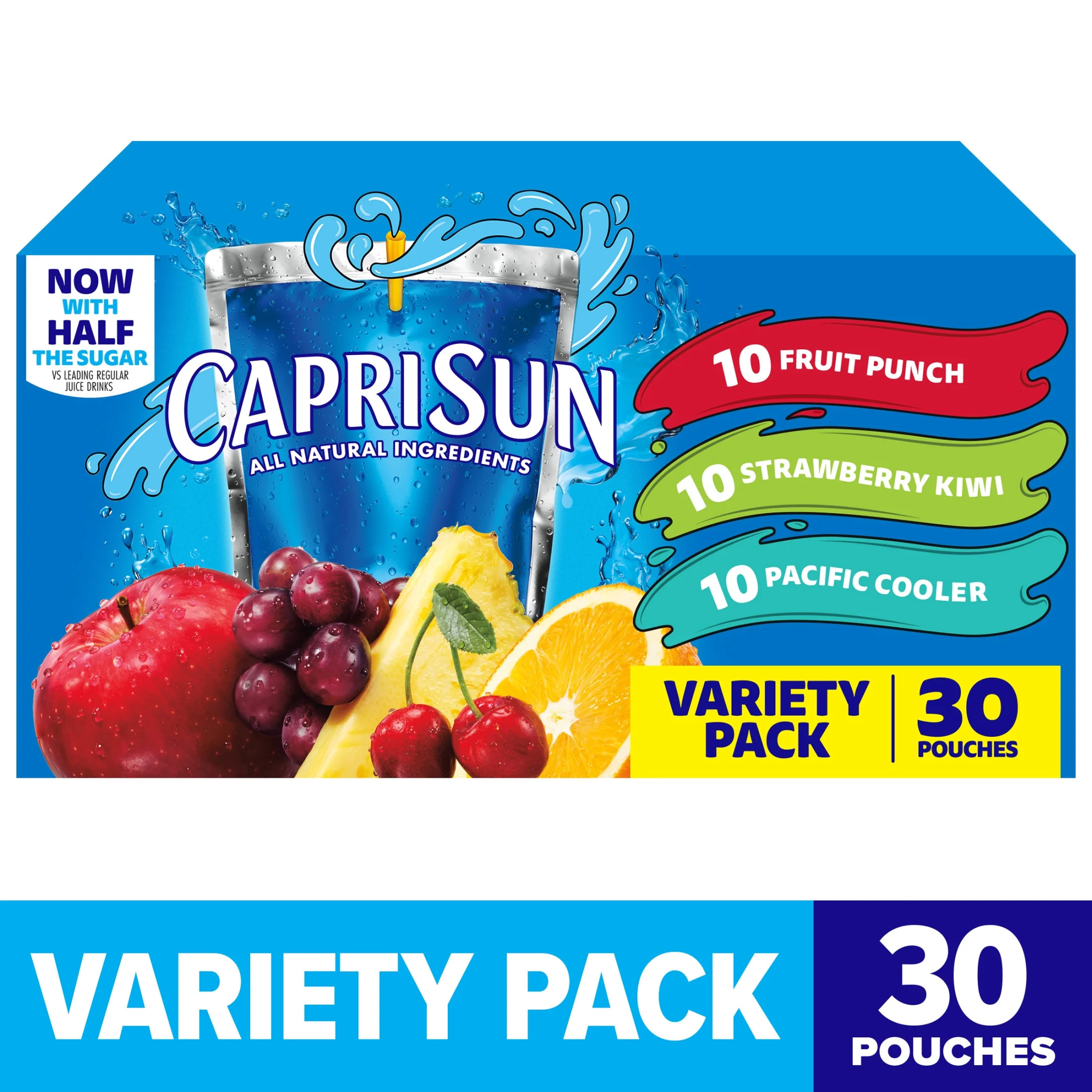 Capri Sun Variety Pack with Fruit Punch, Strawberry Kiwi & Pacific Cooler Juice Box Pouches, 30 C... | Walmart (US)