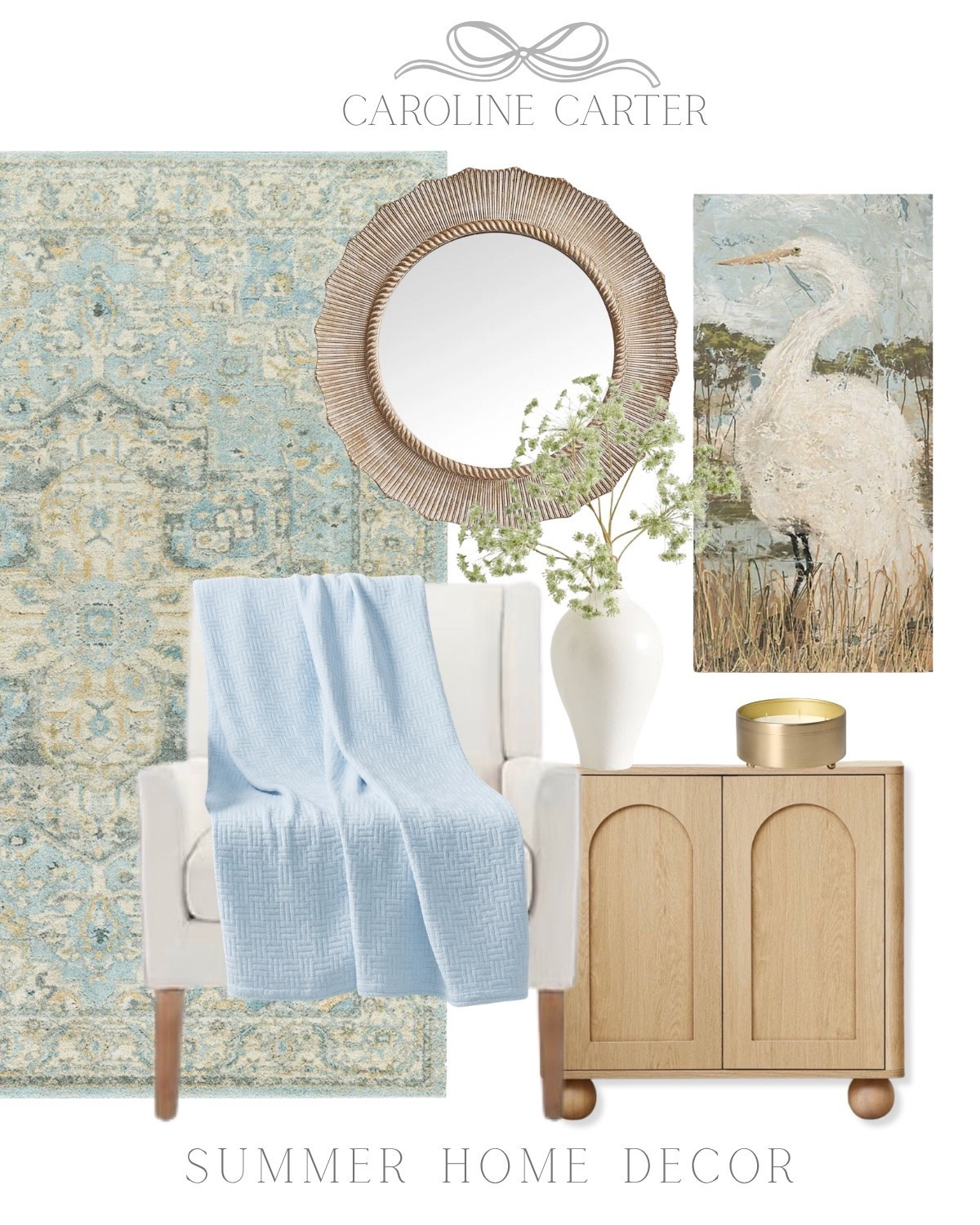 Soft blues, natural textures & the prettiest summer refresh pieces ✨

Amazon Home, Wayfair Home, Target Home, summer home decor, blue home decor, coastal decor, neutral home decor, woven mirror, light wood furniture, blue and green rug, serene home aesthetic, summer styling, classic home decor, elegant home accents, LTK home finds

#LTKHome #LTKSaleAlert #LTKSeasonal