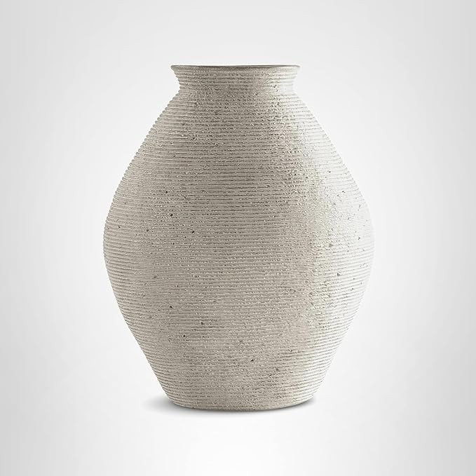 Signature Design by Ashley Hannela 12" Modern Distressed Polyresin Vase, Antique Tan | Amazon (US)