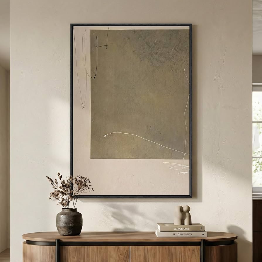 Amazon.com: Framed Neutral Abstract Wall Art, Modern Beige and Taupe Canvas Prints Paintings Artw... | Amazon (US)