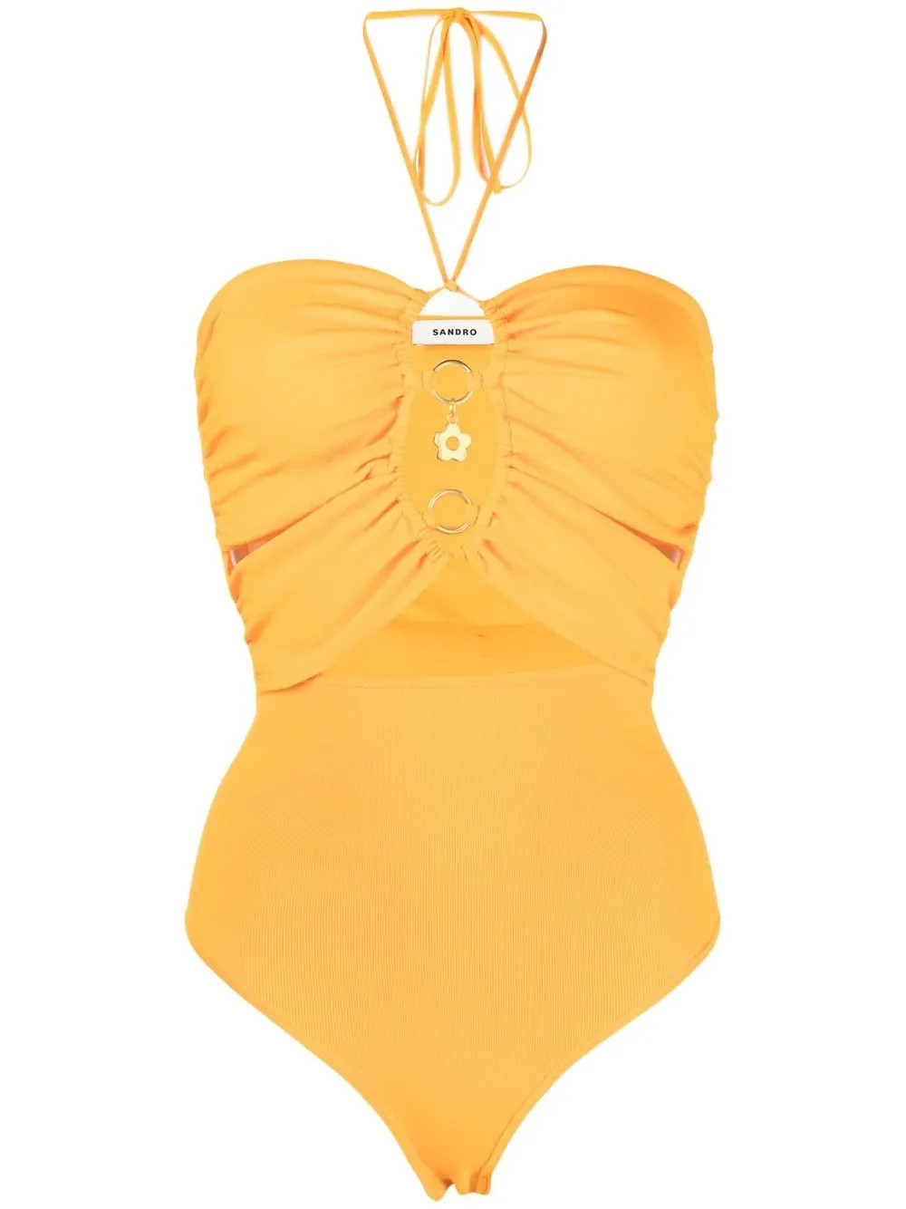 SANDRO Assiya Knitted Halterneck Top - Farfetch | Farfetch Global