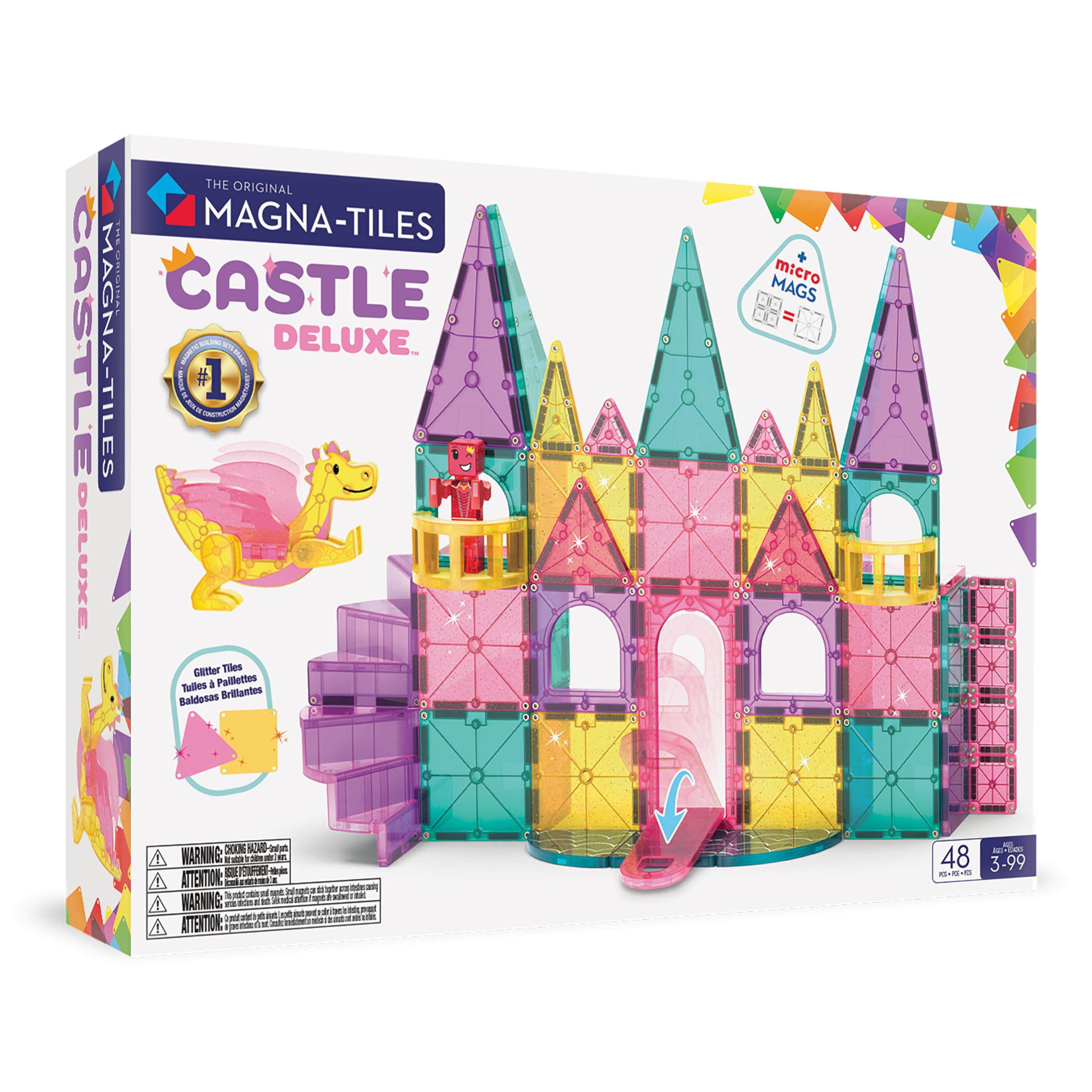MAGNA-TILES Castle DLX 48-Piece Magnetic Construction Set, The Original Magnetic Building Brand | Amazon (US)