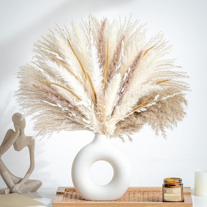 70PCS Natural Dried Pampas Grass Boho Home Decor Bouquet Phragmites Dried Flowers Bouquet for Wed... | Amazon (US)