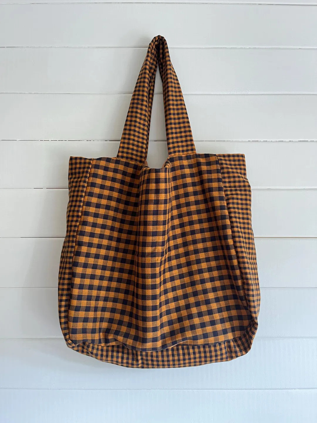 Rust Gingham Overnight Shopper Bag - Etsy UK | Etsy (US)