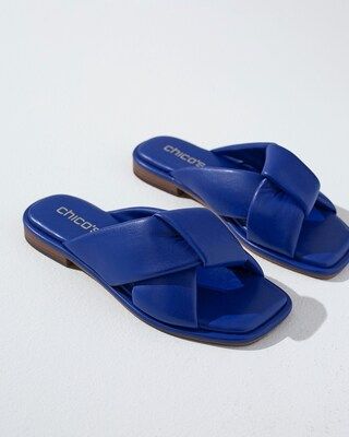 Blue Faux Leather Slides | Chico's